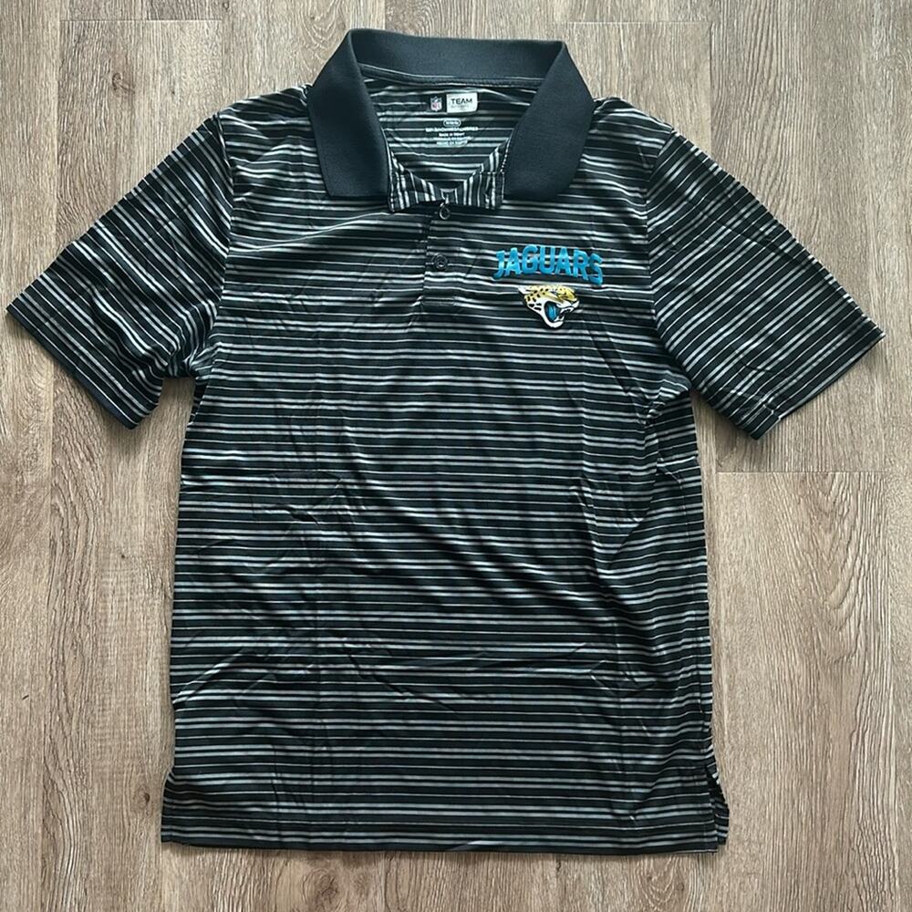 NFL Team Apparel Jacksonville Jaguars Striped Short Sleeve Polo Size Medium